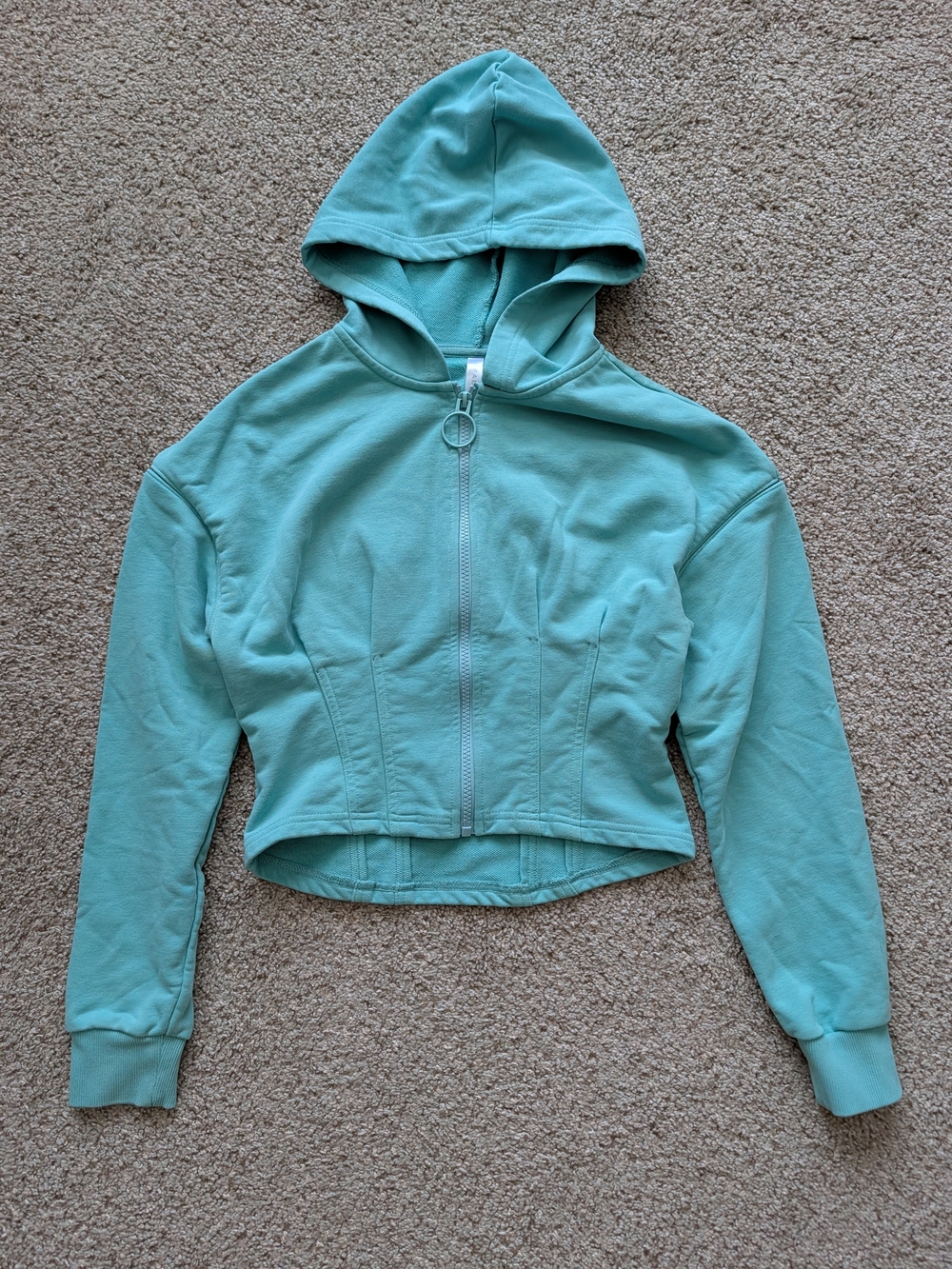 Fabletics Womens Mint Green Cropped Zip Dakota Running Hoodie Jacket Size XXS